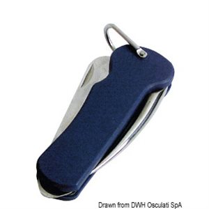 Stainless Steel Rigging Knife with Plastic Grip. Blue.