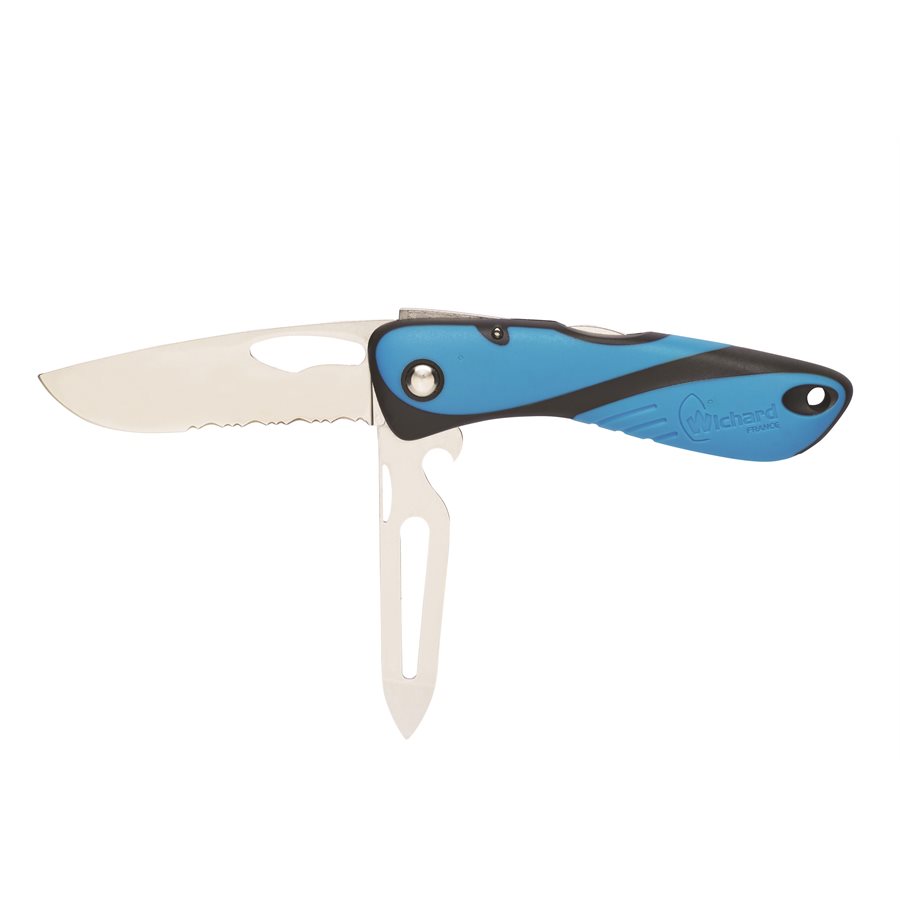Offshore knife - Serrated blade - Shackler / Spike - Blue