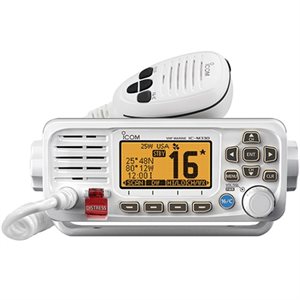 Radio VHF fixe ICOM M330G avec récepteur GPS et connectivité NMEA 0183 (blanc)