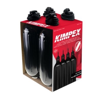 Ensemble de 4 défenses en vinyle gonflables de Kimpex 6,5’’ x 23’’ (Noires)