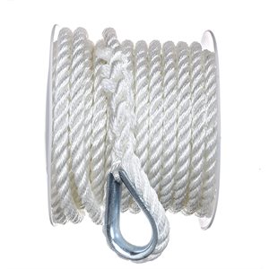 Câblot d’ancre torsadée à 3 torons 3 / 8’’ x 50’ en Nylon (blanc)
