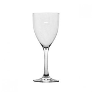 Clear plastic Unbreakable wineglass with a clear base